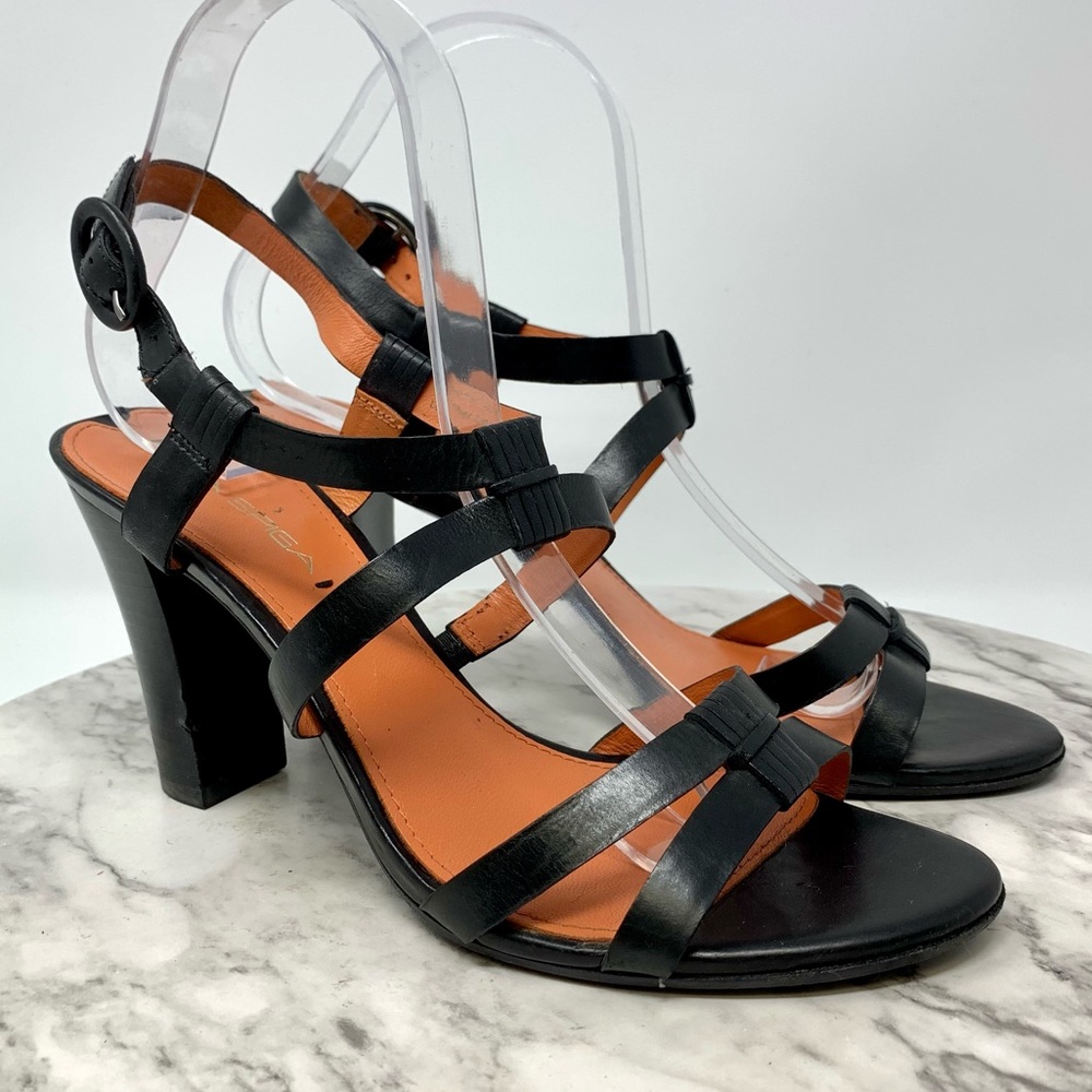 Via Spiga Ruslana Open Toe Black Minimalist Sandal 8 Summer Cocktail Resort Chic